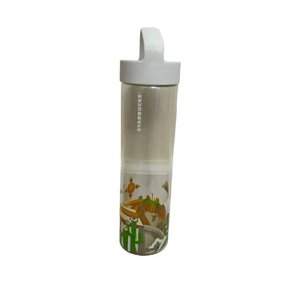 Starbucks You Are Here Collection Arizona Glass Water Bottle Screw on Lid